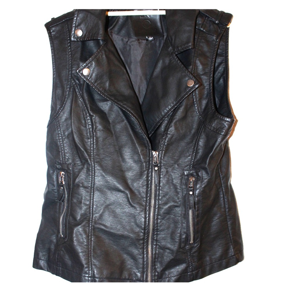 Faux-Leather Zip-Up Vest